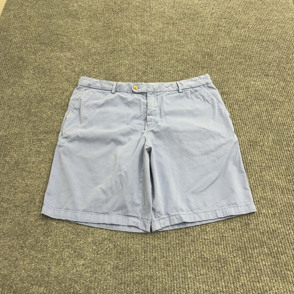 J McLaughlin Shorts Mens 36 Blue Cotton Chino Flat Front Preppy Casual